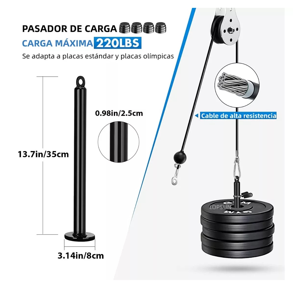 Set Equipo Fitness Gimnasio Polea Cable Brazo Biceps Triceps 