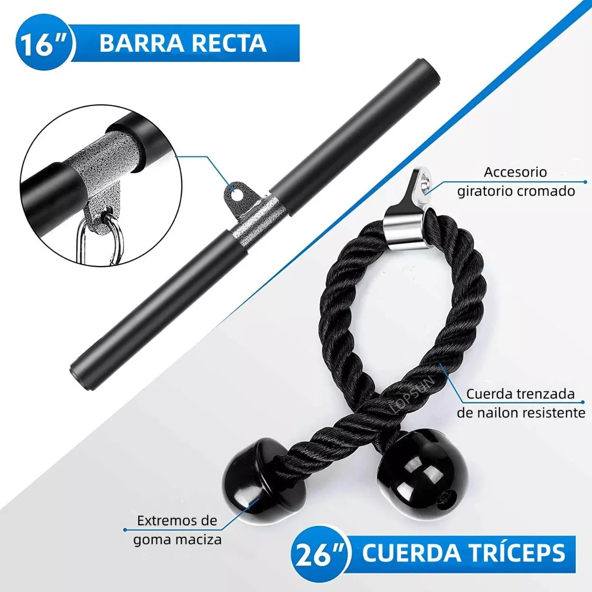 Set Equipo Fitness Gimnasio Polea Cable Brazo Biceps Triceps 