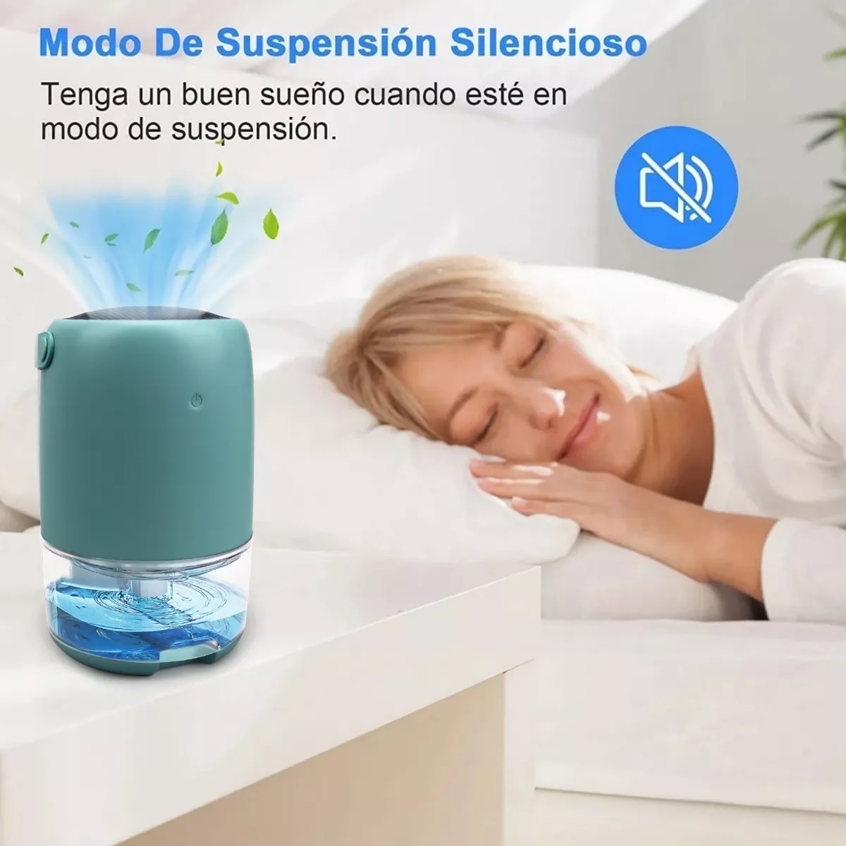 Deshumidificador Eléctrico Portátil Azul Con Luces Led