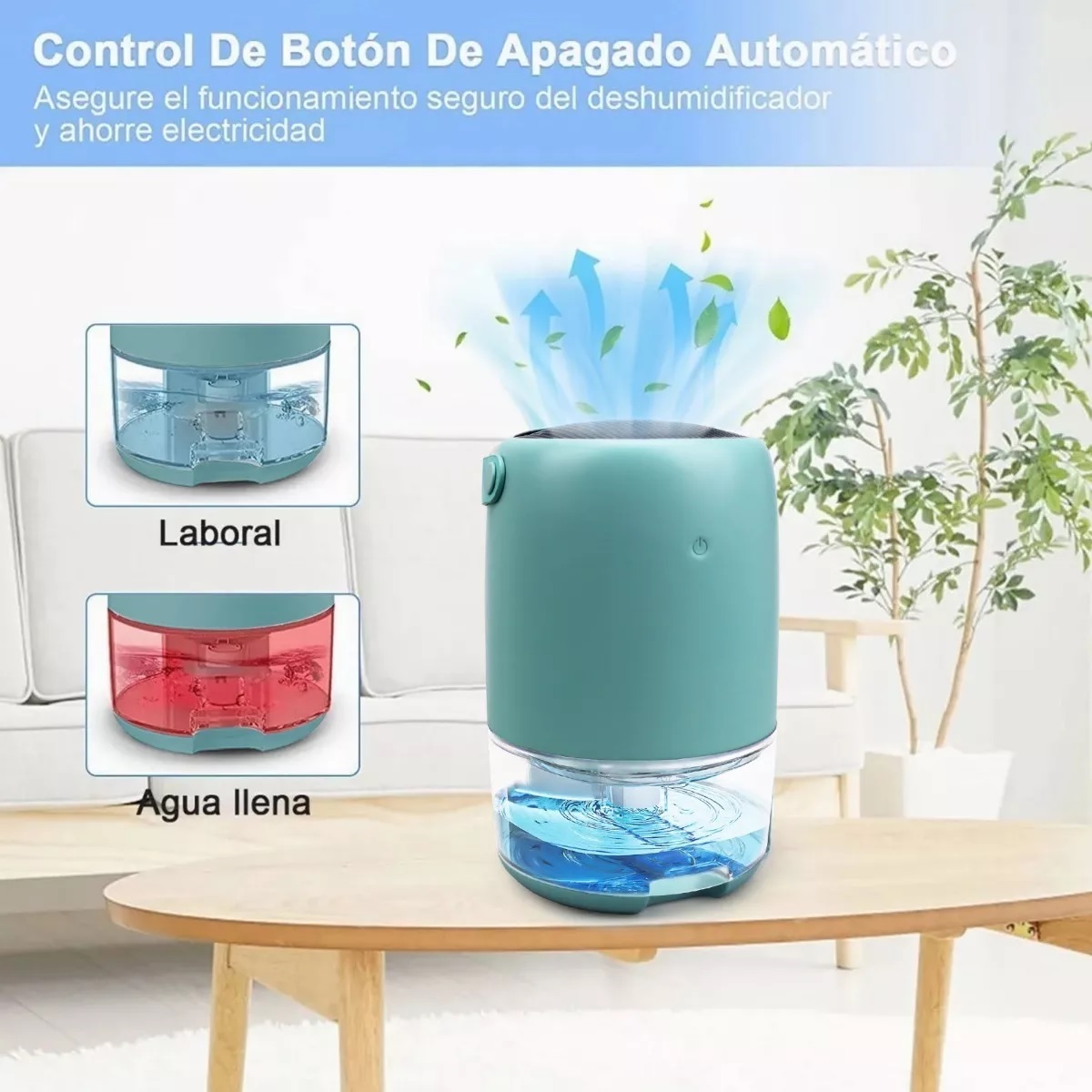 Deshumidificador Eléctrico Portátil Azul Con Luces Led