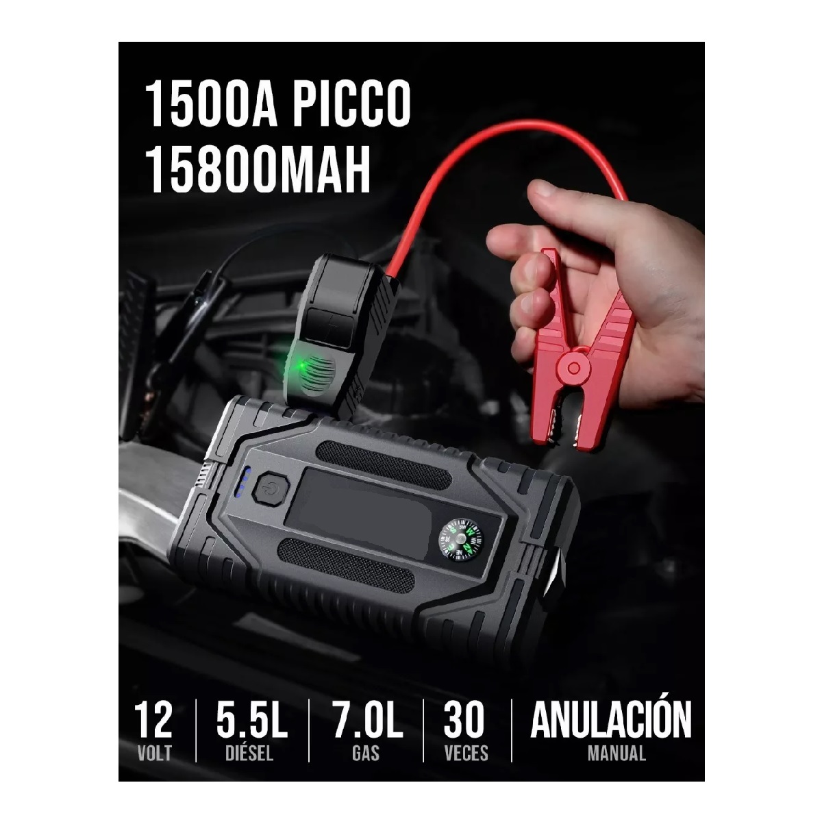 Arrancador De Batería De Auto Portátil Para 8 Cilindros