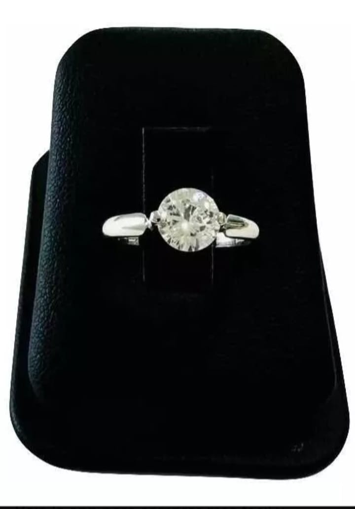 Anillo Compromiso Zirconia  7 Mm Oro Blanco 14K + Obsequio