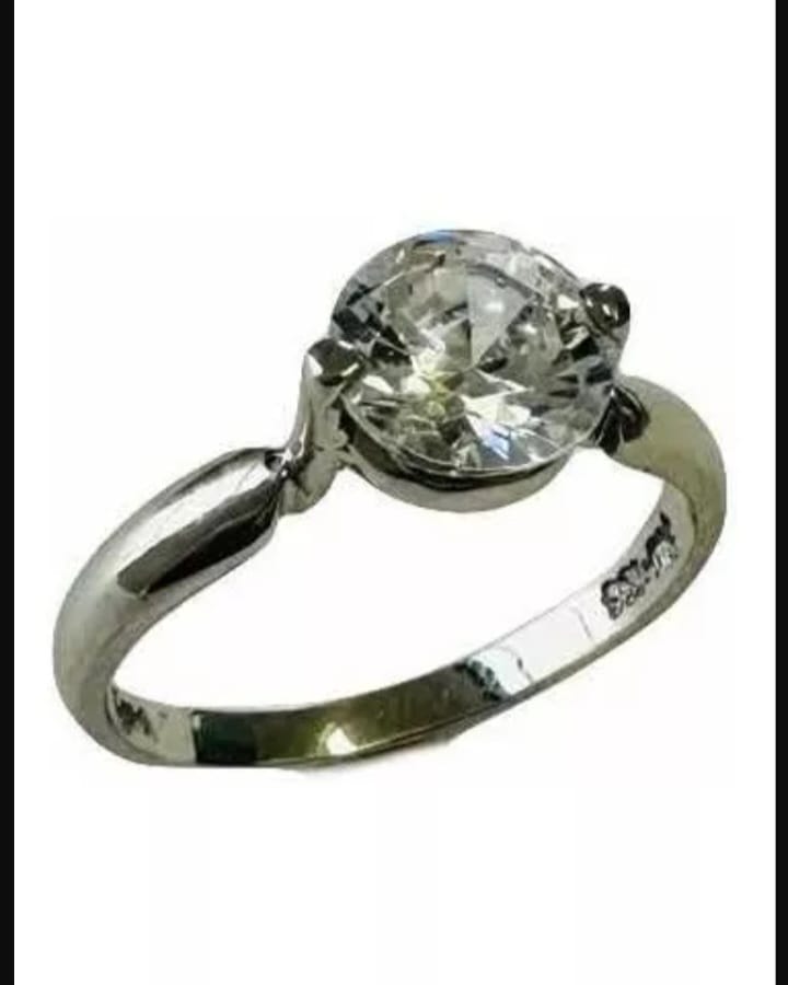 Anillo Compromiso Zirconia  7 Mm Oro Blanco 14K + Obsequio