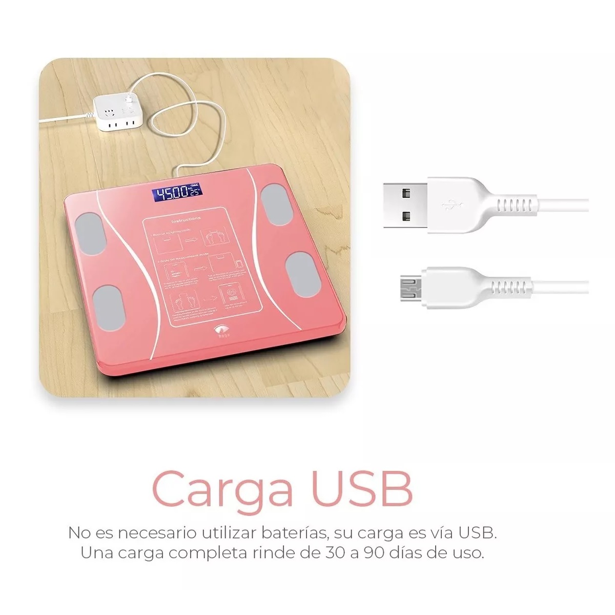 Báscula Electrónica De Baño Bluetooth Inteligente App Rosa