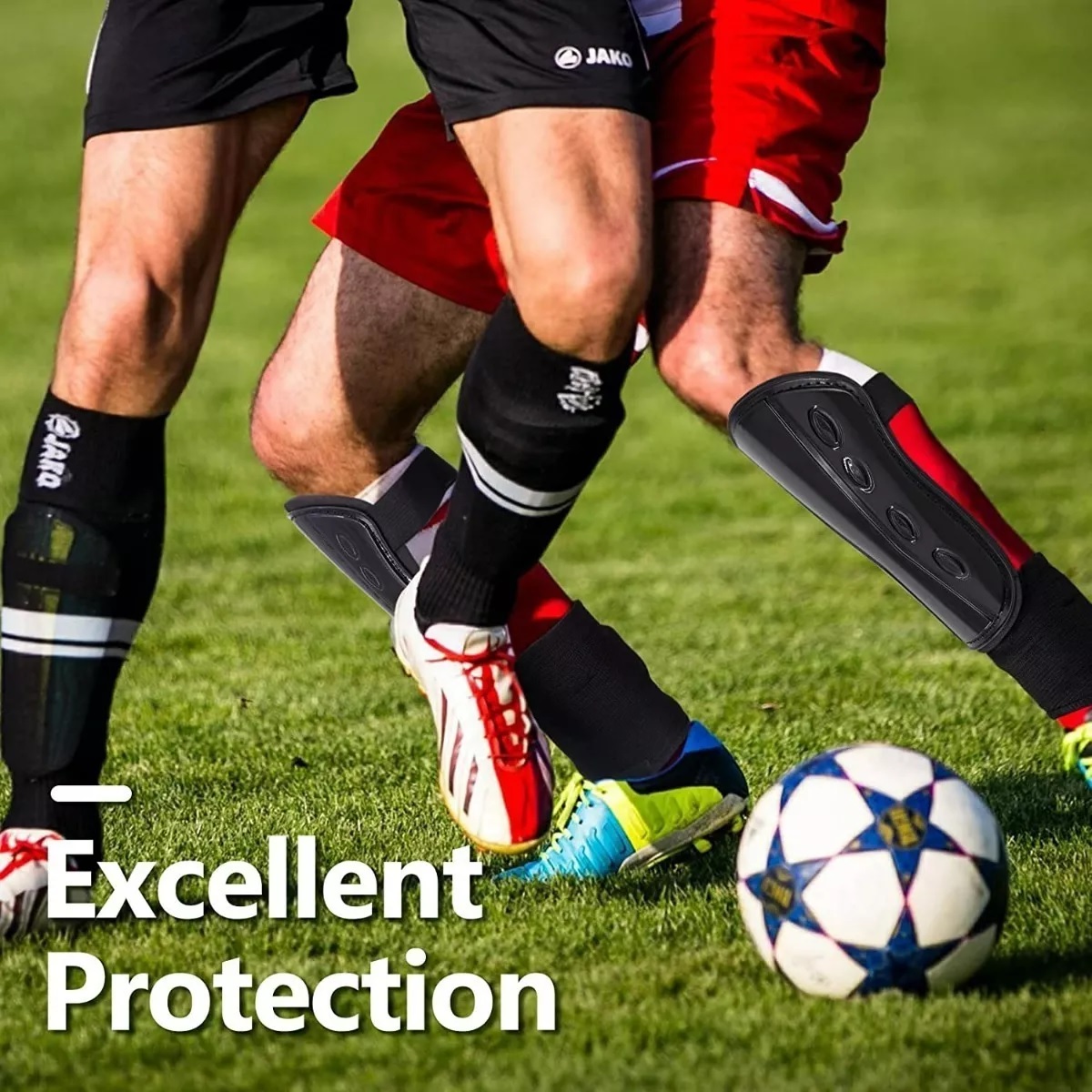Comprar Espinillera de fútbol con protector de tobillo y correas  ajustables, equipo protector de fútbol para niños