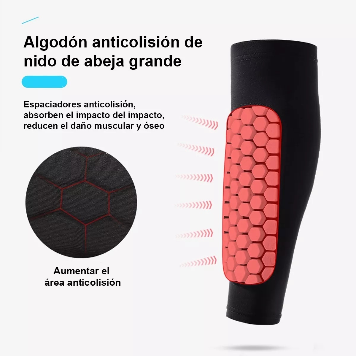 Espinilleras Deportivas Fútbol Panel De Abeja Unisex 1 Par L Negro