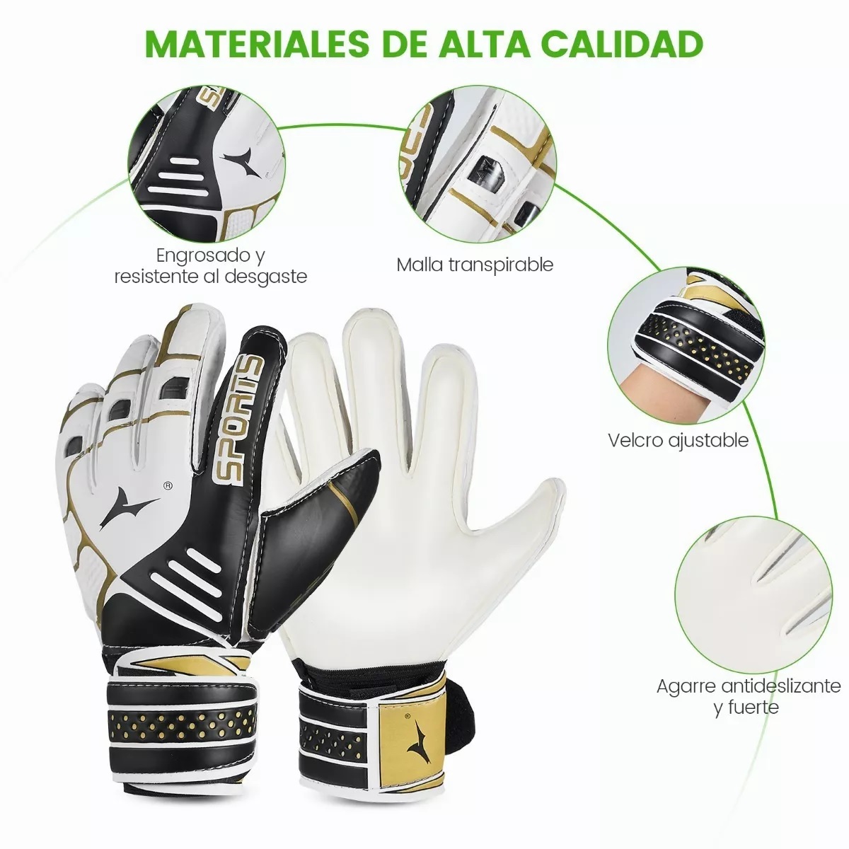 Guantes De Portero De Fútbol Para Niños Y Jóvenes Negro Talla 5