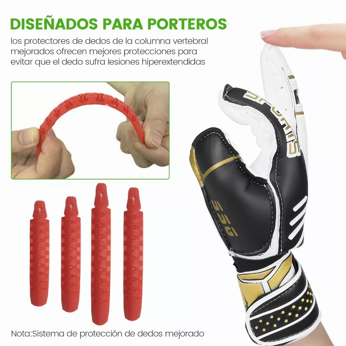 Guantes De Portero De Fútbol Para Niños Y Jóvenes Negro Talla 5
