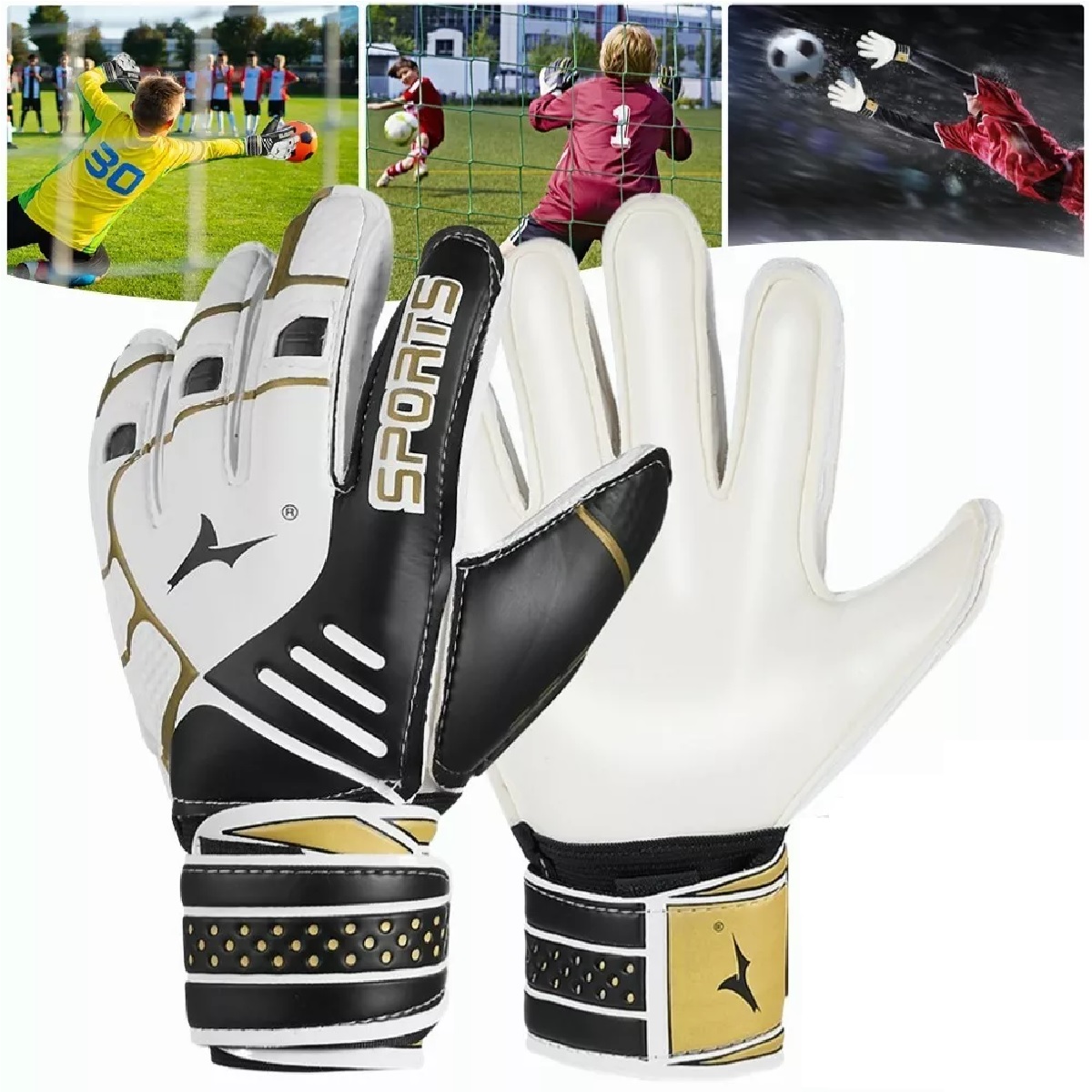 Guantes De Portero De Fútbol Para Niños Y Jóvenes Negro Talla 10