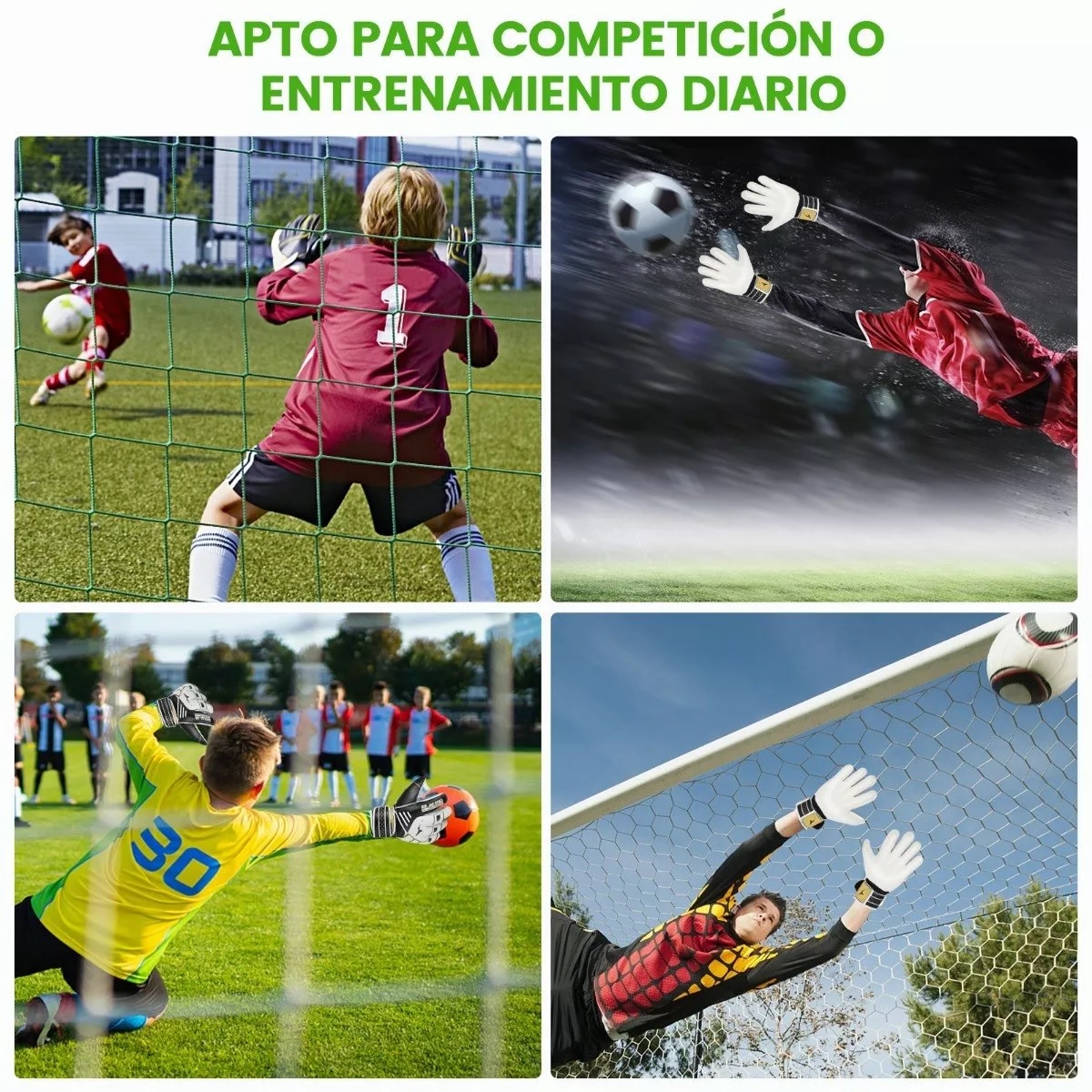 Guantes De Portero De Fútbol Para Niños Y Jóvenes Negro Talla 10