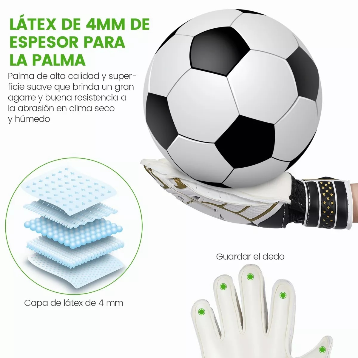 Guantes De Portero De Fútbol Para Niños Y Jóvenes Negro Talla 10