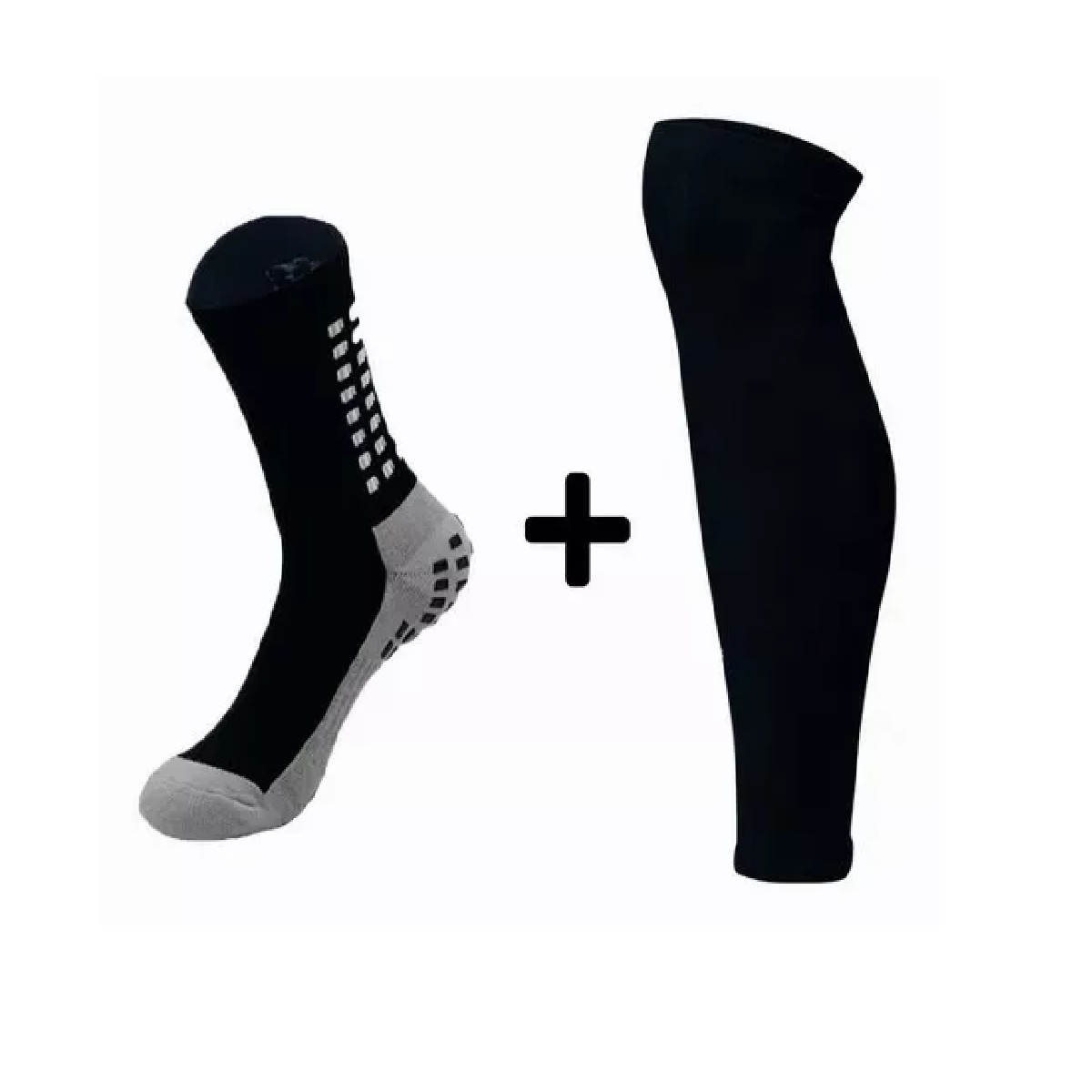 Manga Media Y Calceta Antiderrapante Futbol Niños Negro