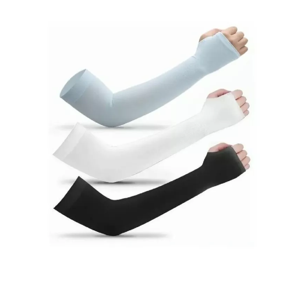 Set Mangas Protectoras Protección Solar Uv 3 Pares Blanco/Negro/Gris
