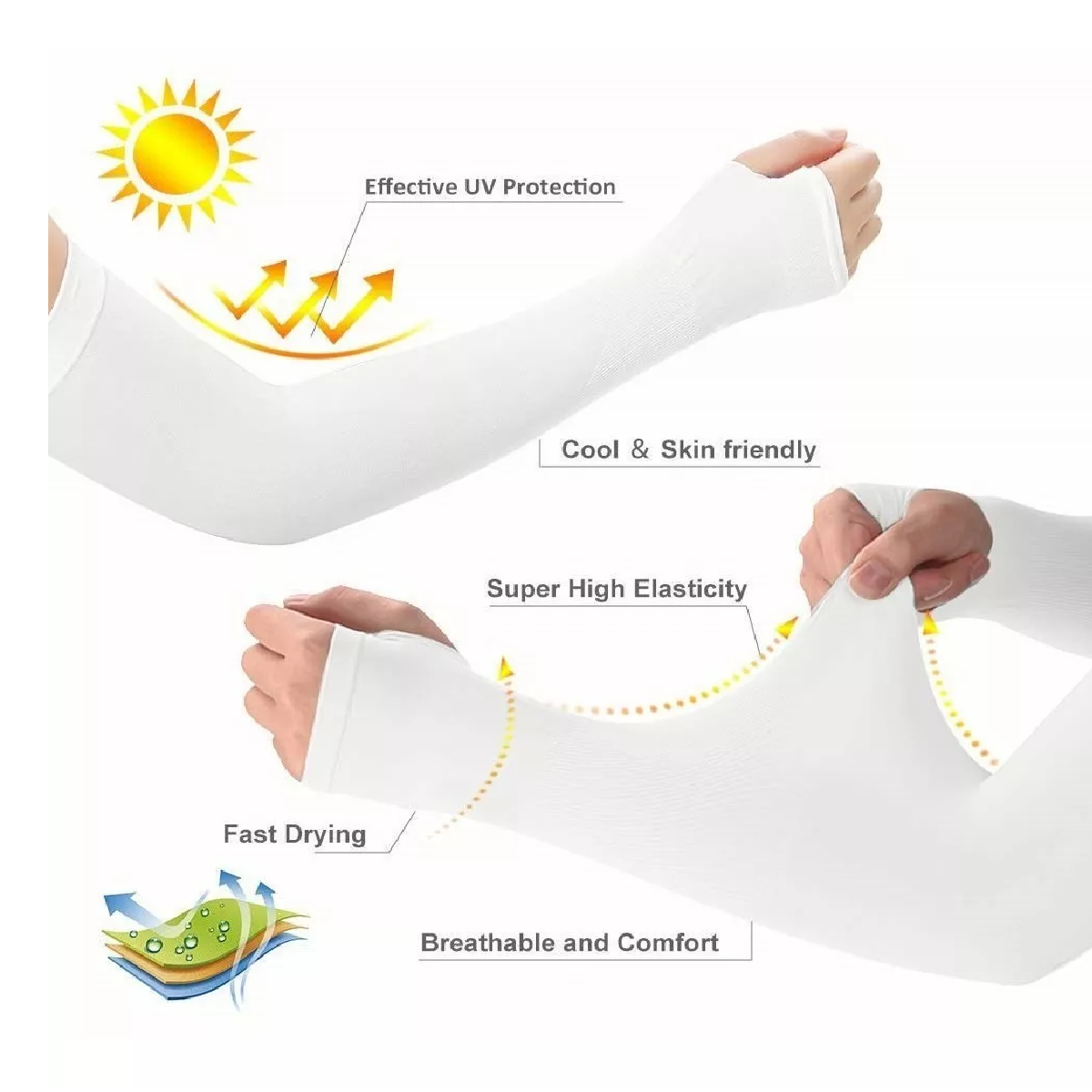 Set Mangas Protectoras Protección Solar Uv 3 Pares Blanco/Negro/Gris
