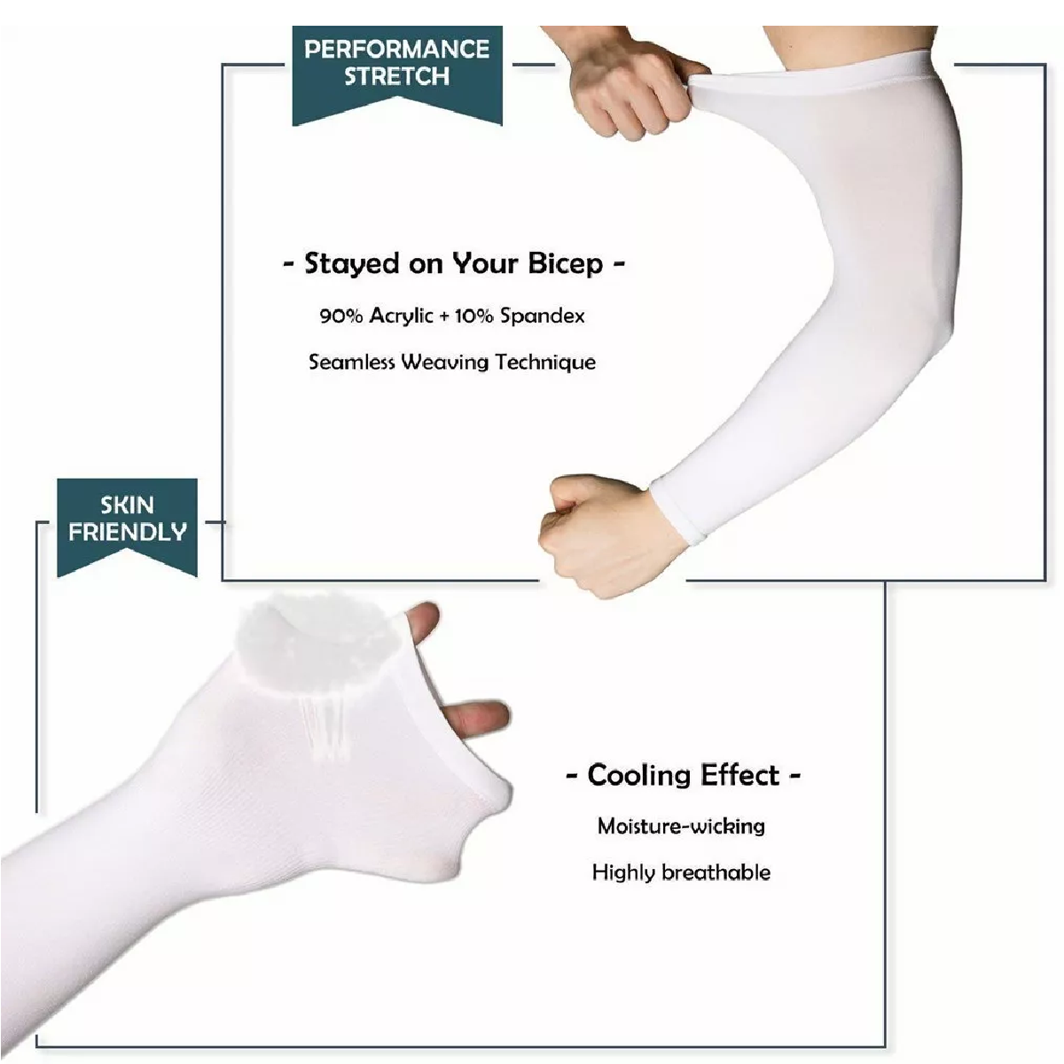 Set Mangas Protectoras Protección Solar Uv 3 Pares Blanco/Negro/Gris