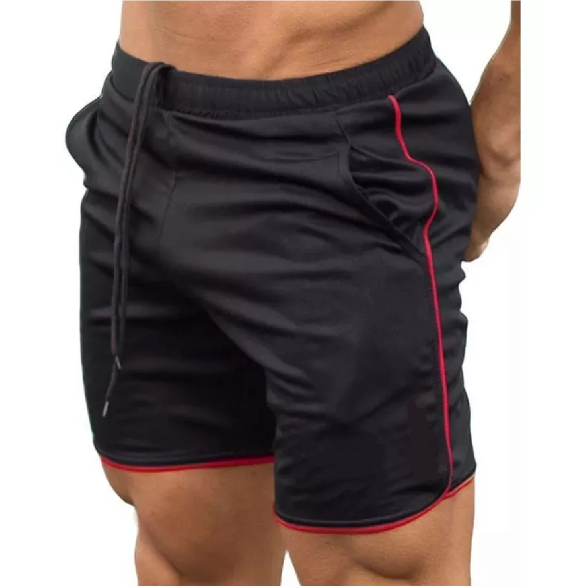 Short Deportivo Ejercicio Gym Slim Fit Elástico Negro M