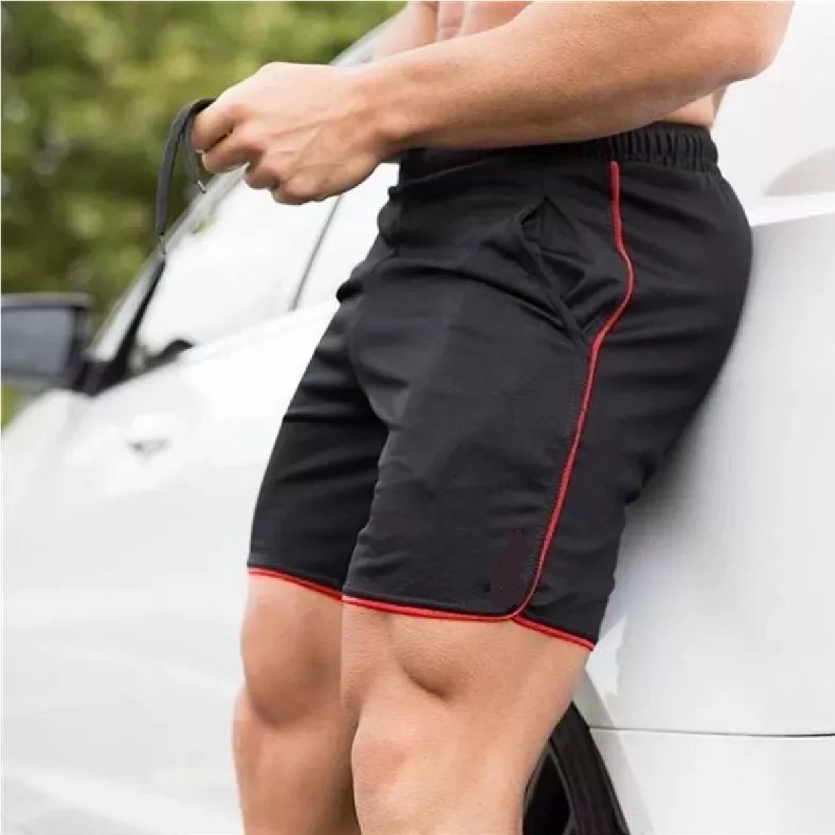 Short Deportivo Ejercicio Gym Slim Fit Elástico Negro M