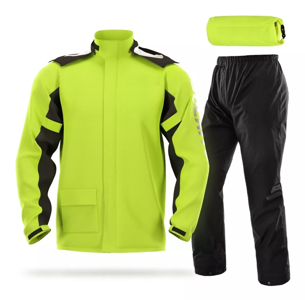 Impermeable Motociclista Reflejante Con Capucha L Verde