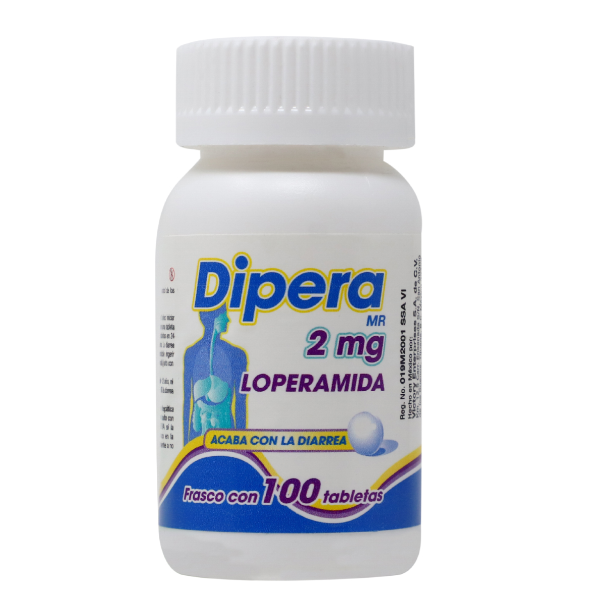 DIPERA, LOPERAMIDA 2 MG, FRASCO CON 100 TABLETAS, VICTORY