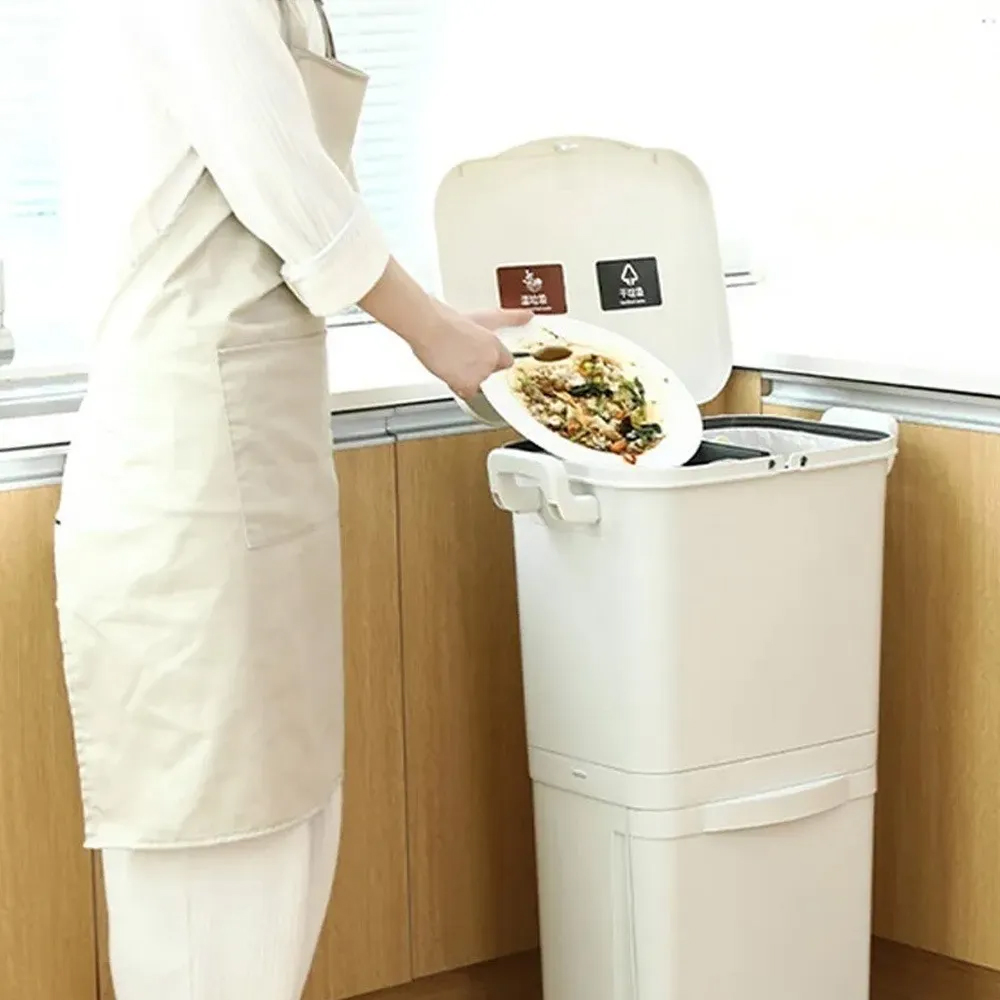 Bote Basura Transportable Practico Separaciones Blanco