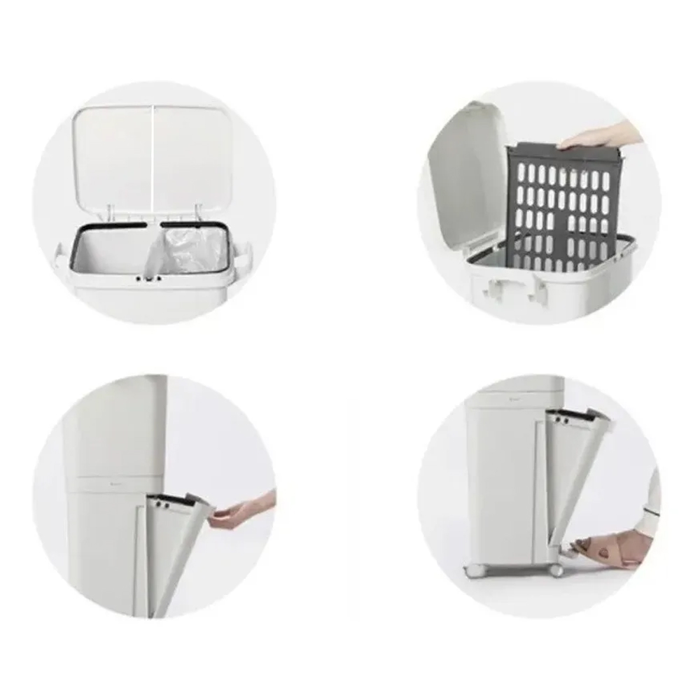 Bote Basura Transportable Practico Separaciones Blanco