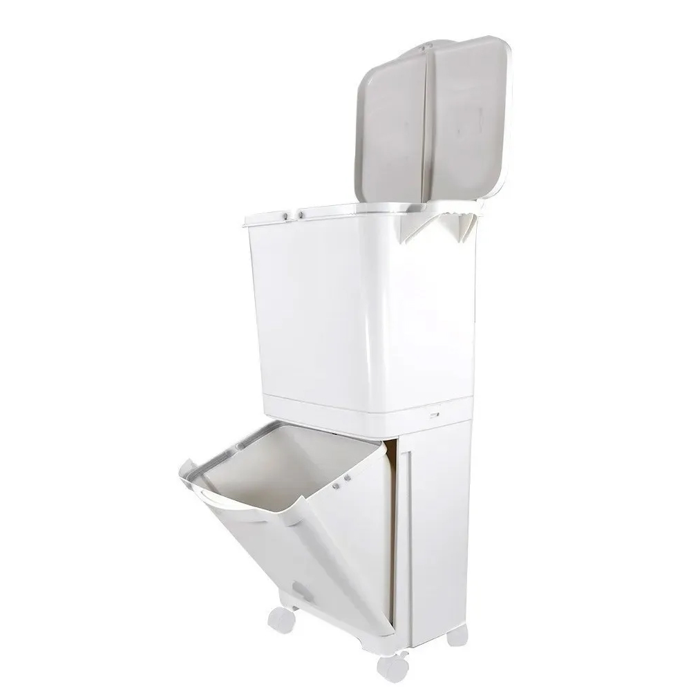 Bote Basura Transportable Practico Separaciones Blanco