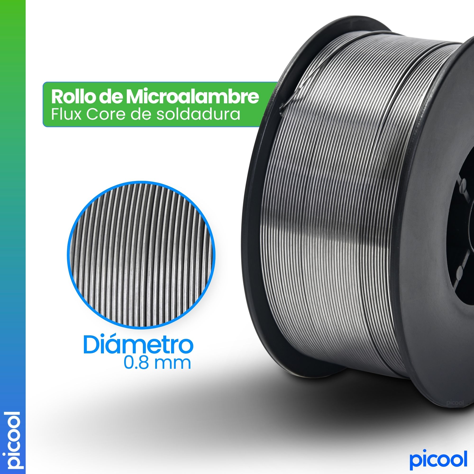 Rollo De Microalambre Picool Flux Core De Soldadura De 1 Kg .8 Mm Sin Gas