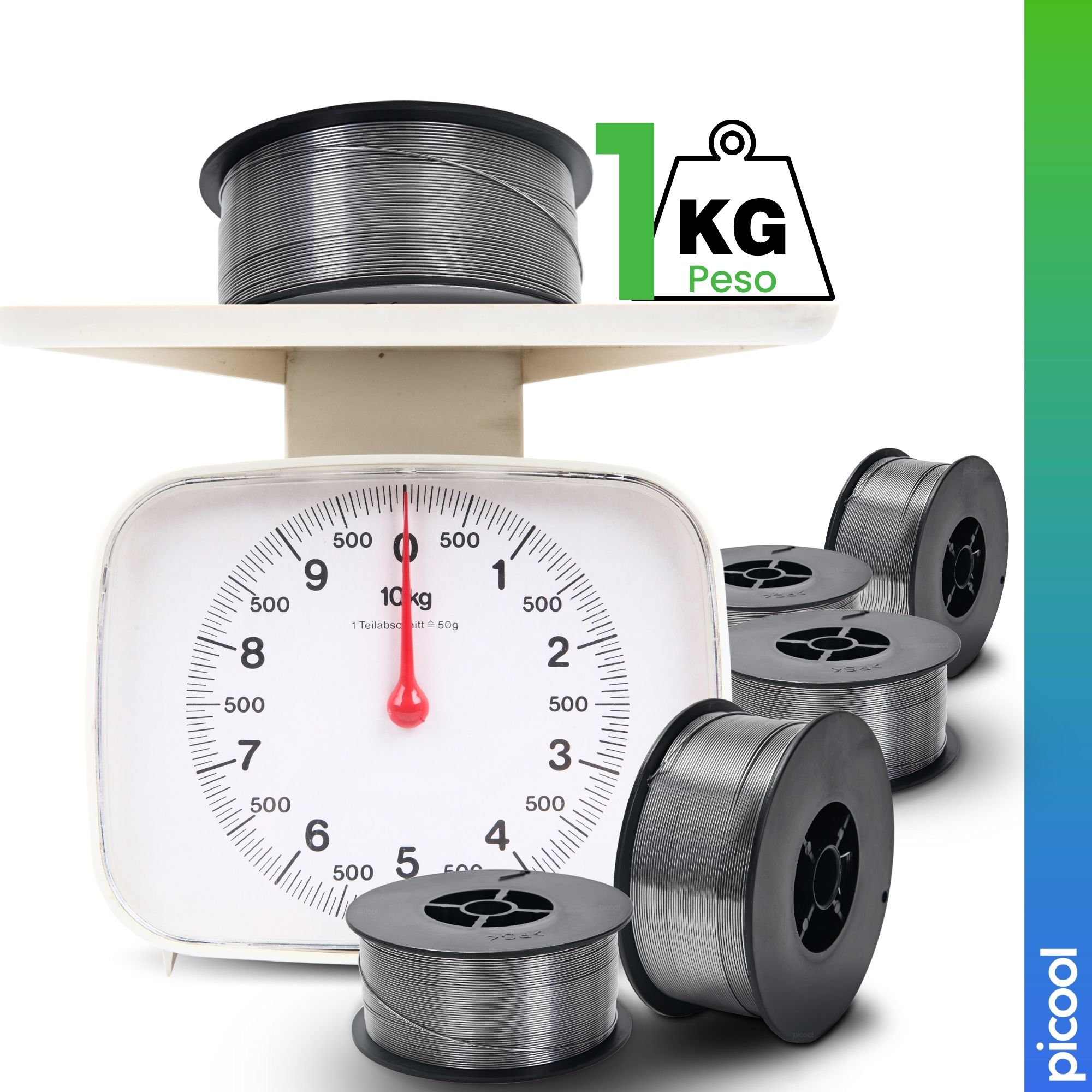 Rollo De Microalambre Picool Flux Core De Soldadura De 1 Kg .8 Mm Sin Gas