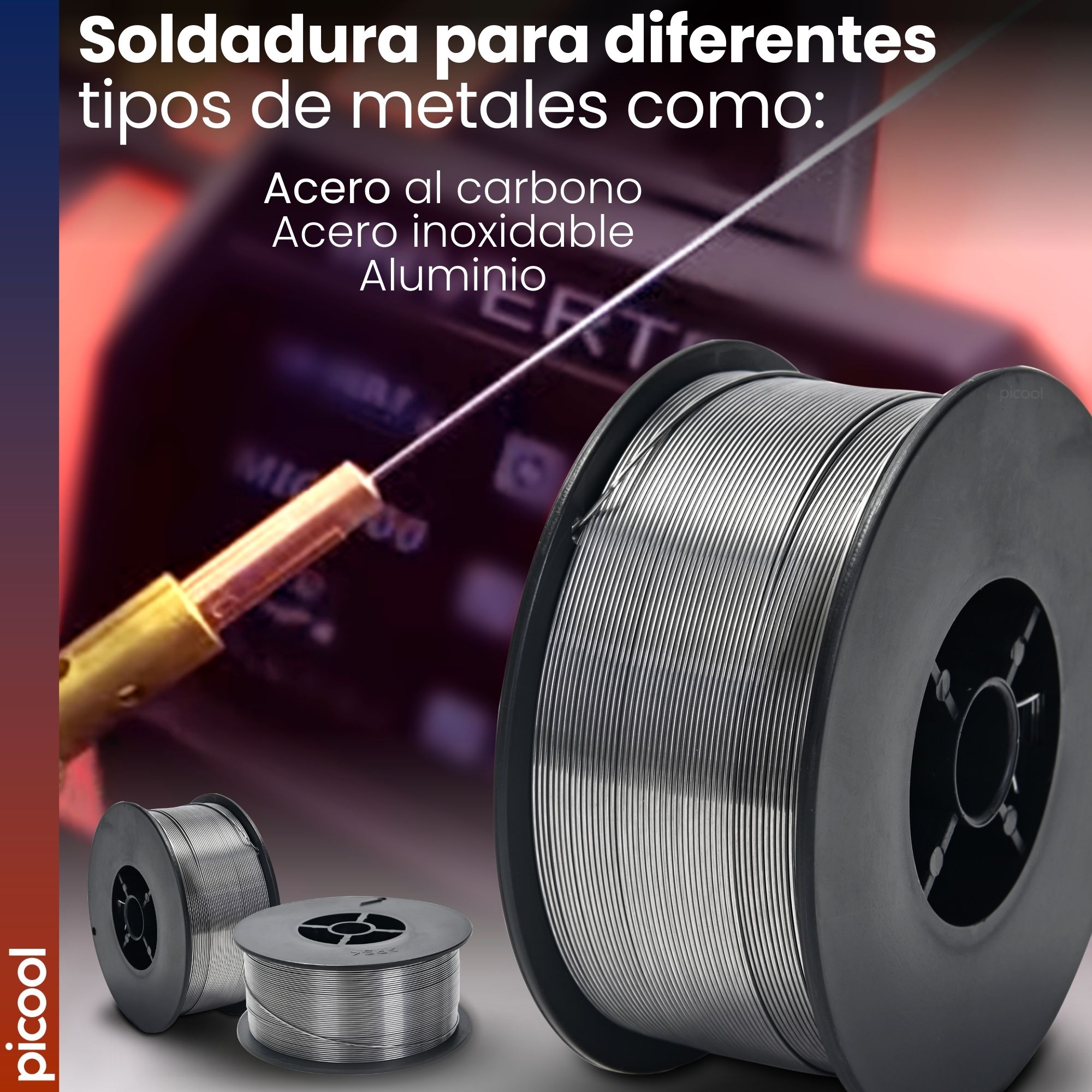 Rollo De Microalambre Picool Flux Core De Soldadura De 1 Kg .8 Mm Sin Gas