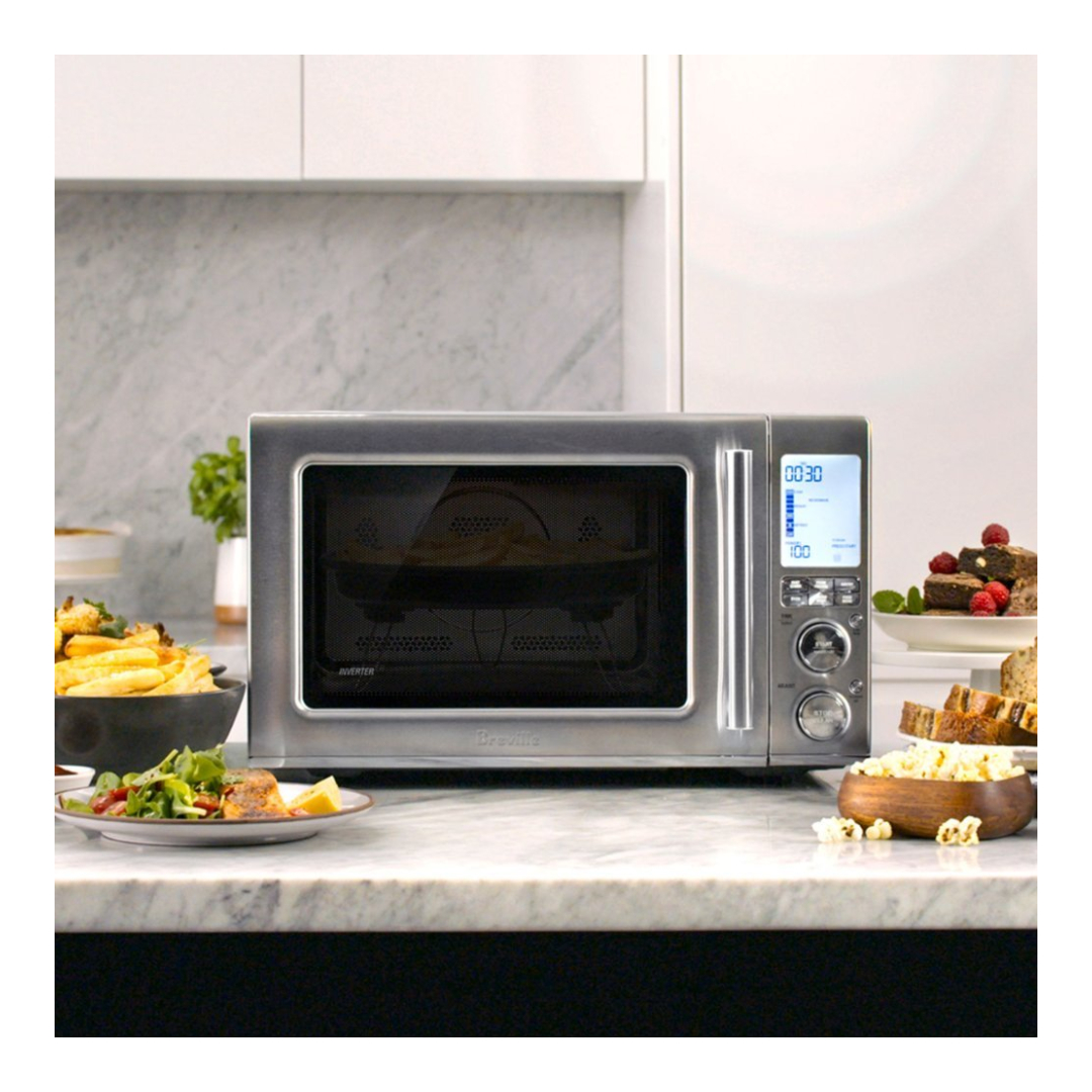 Breville Combi Wave BMO870BSS1BUC1 - Microondas, freidora de aire y horno tostador 3 en 1, acero inoxidable cepillado.