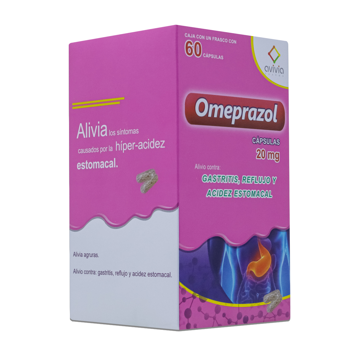 OMEPRAZOL, FRASCO CON 60 CAPSULAS DE 20 MG, AVIVIA