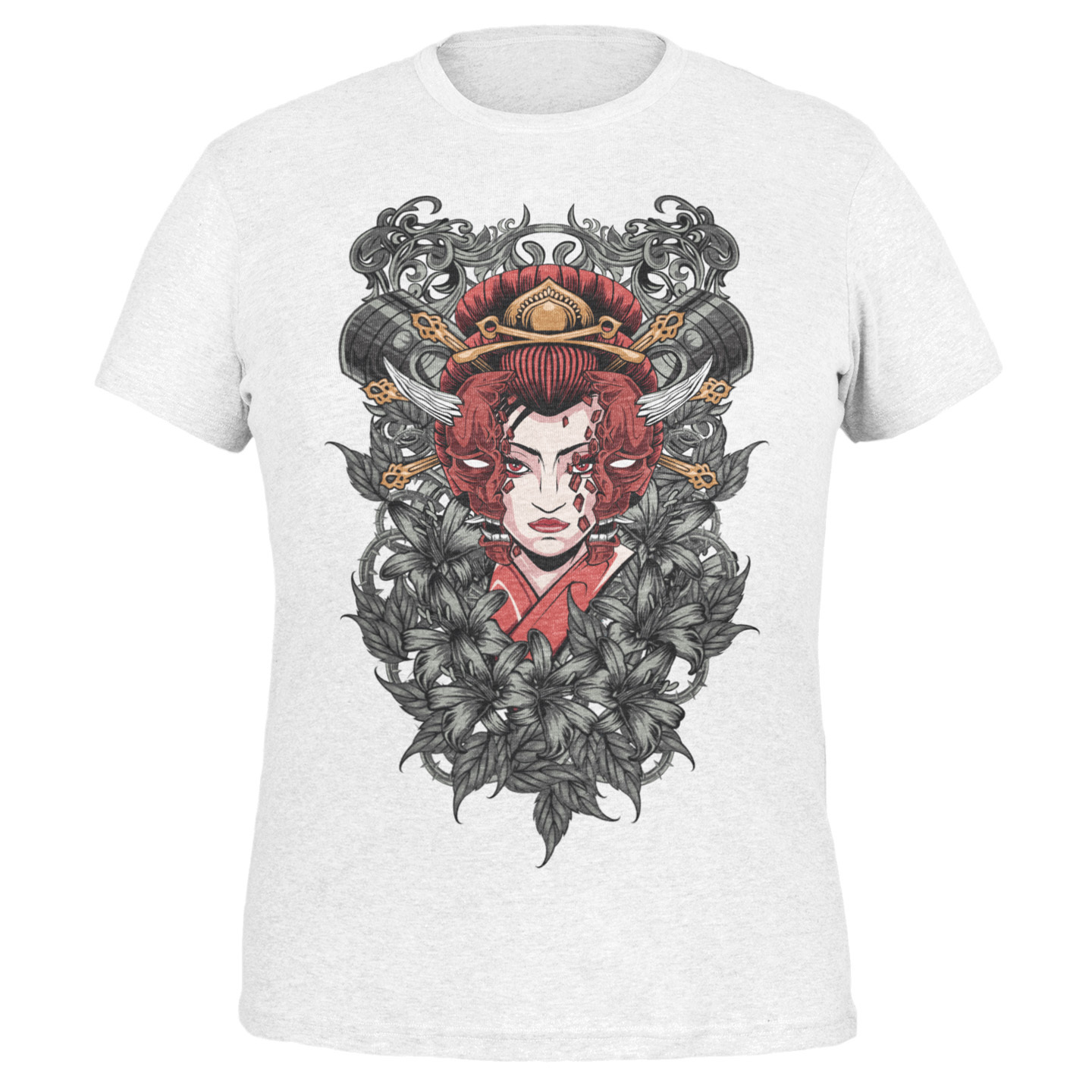 Playera Dama y Caballero Geisha con Máscara Cultura Japonesa