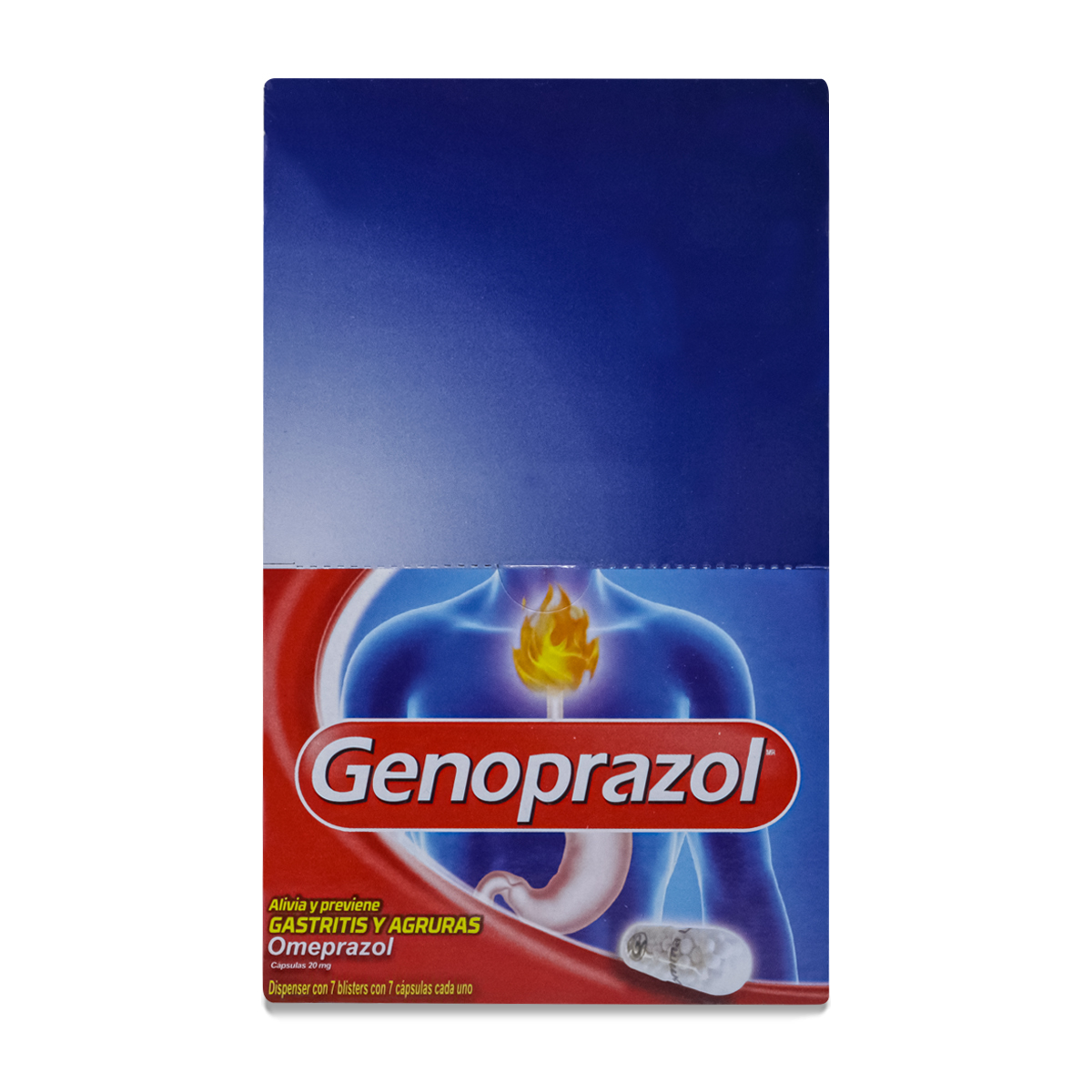 GENOPRAZOL, DISPENSER CON 7 BLISTERS CON 7 CAPS C/U, GENOMMA LAB