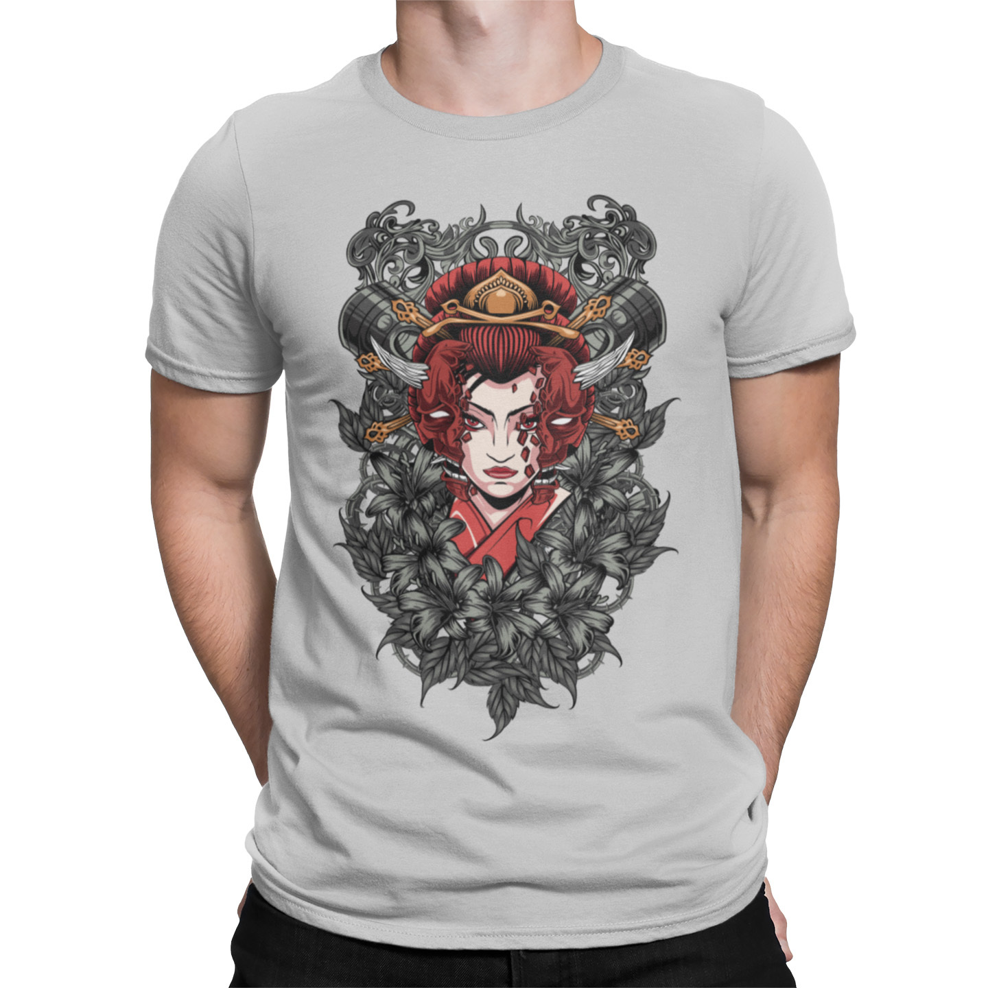 Playera Dama y Caballero Geisha con Máscara Cultura Japonesa