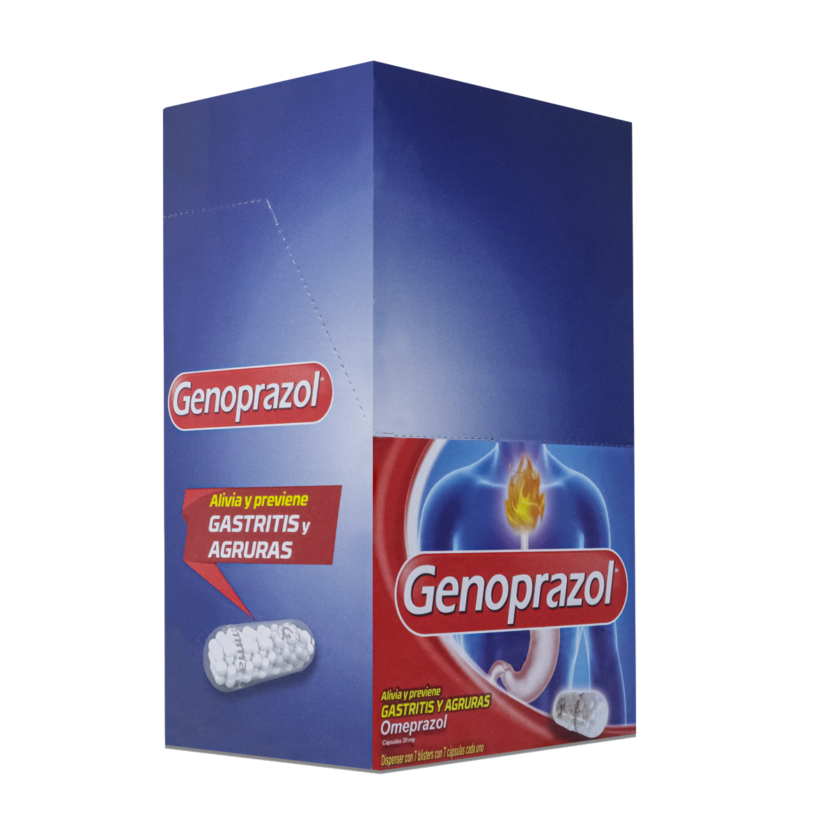 GENOPRAZOL, DISPENSER CON 7 BLISTERS CON 7 CAPS C/U, GENOMMA LAB