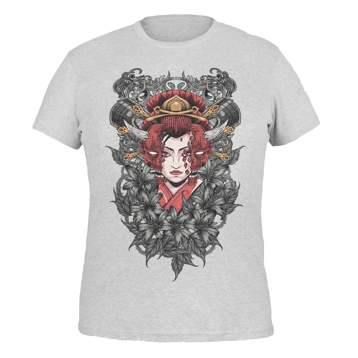 Playera Dama y Caballero Geisha con Máscara Cultura Japonesa