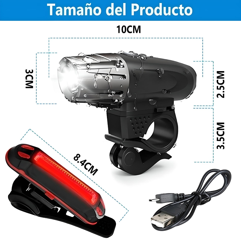 Luces Delanteras Y Traseras De Bicicleta, Linterna Ipx5 Impermeable.