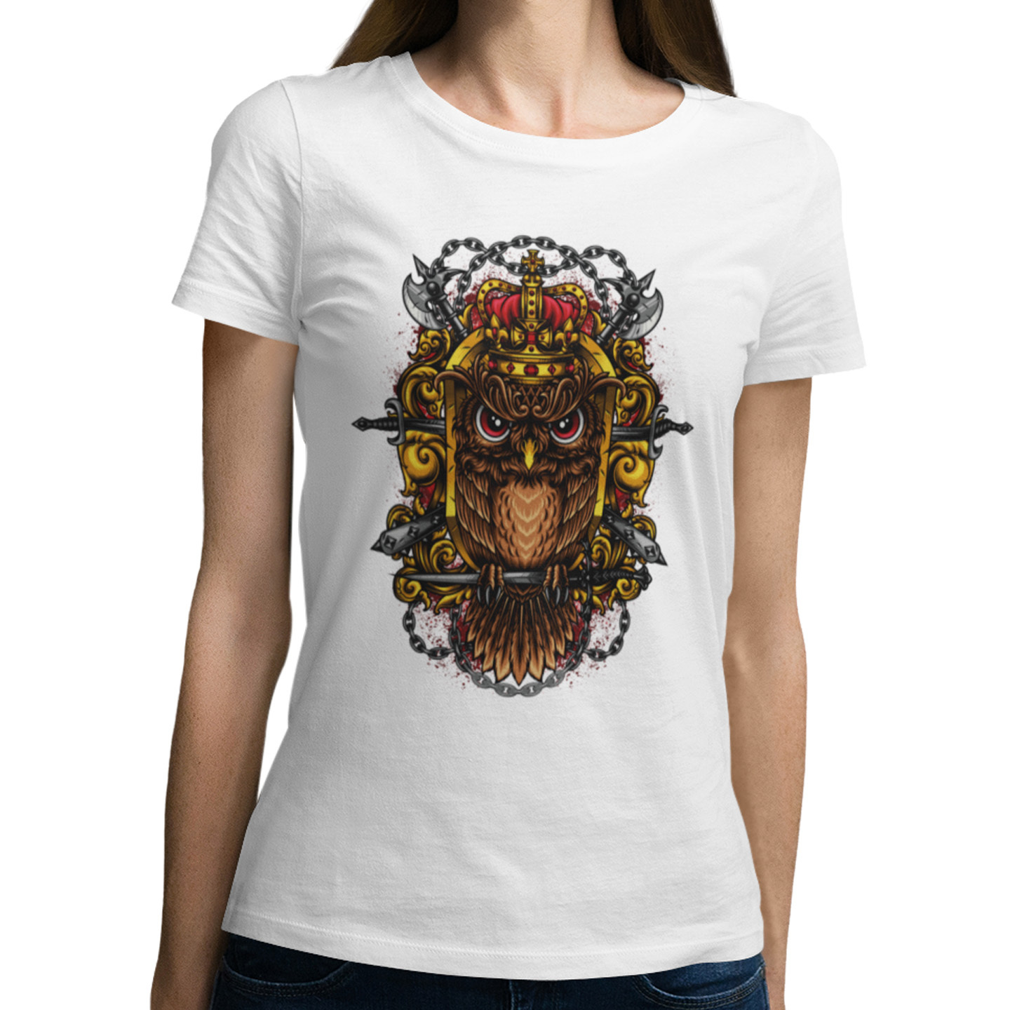 Playera Caballero y Dama Escudo de Búho con Corona