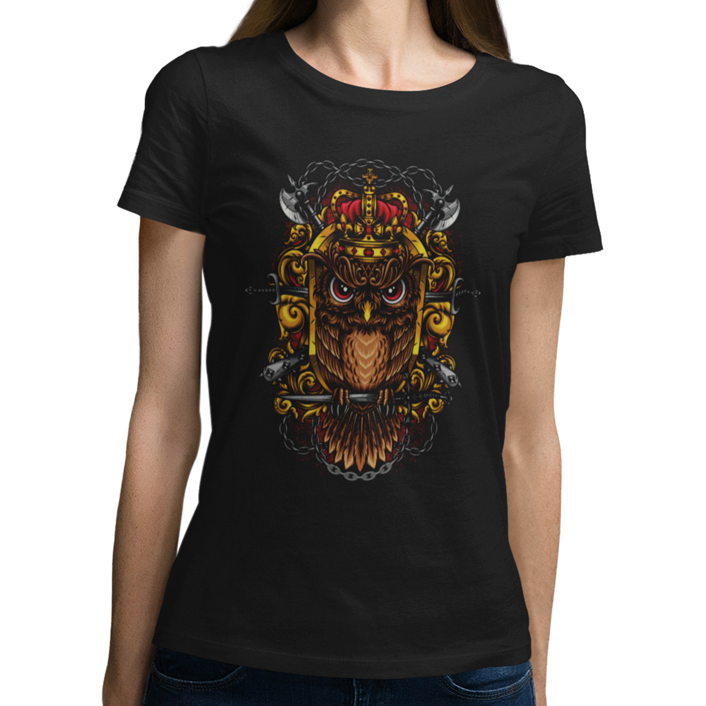Playera Caballero y Dama Escudo de Búho con Corona