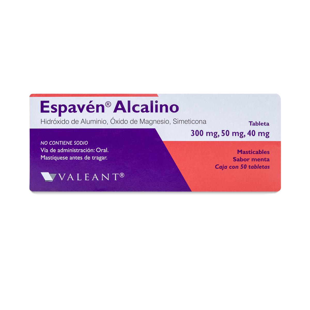 ESPAVEN ALCALINO, CAJA CON 50 TABS, VALEANT