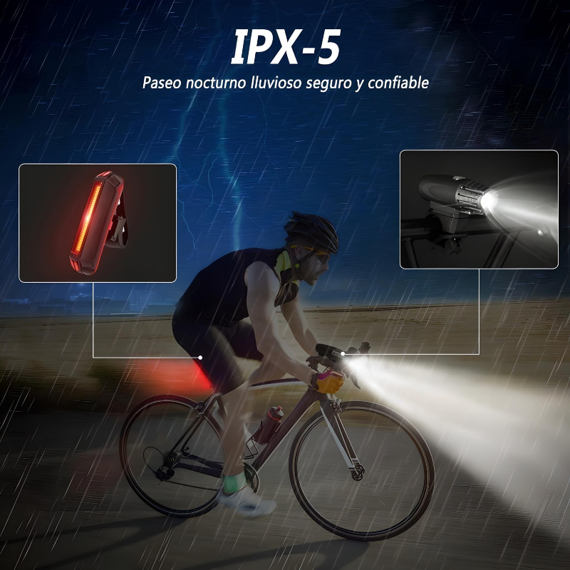 Luces Delanteras Y Traseras De Bicicleta, Linterna Ipx5 Impermeable.