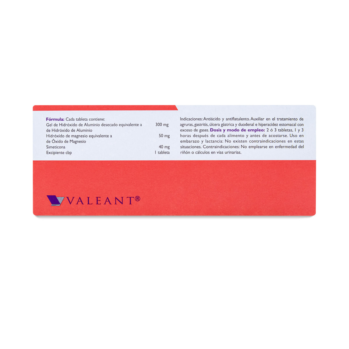 ESPAVEN ALCALINO, CAJA CON 50 TABS, VALEANT