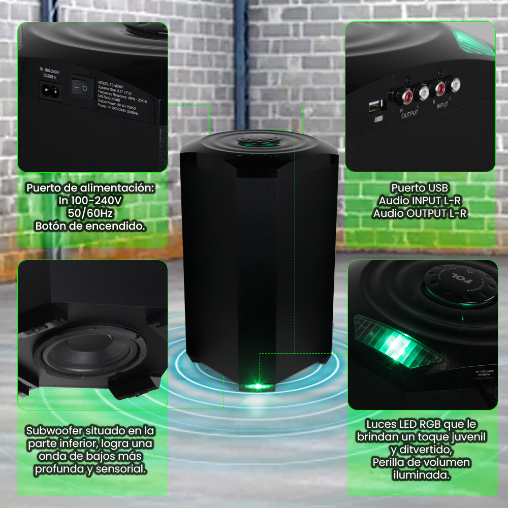 FOL Torre de Sonido con Subwoofer Mod. FS-M2901