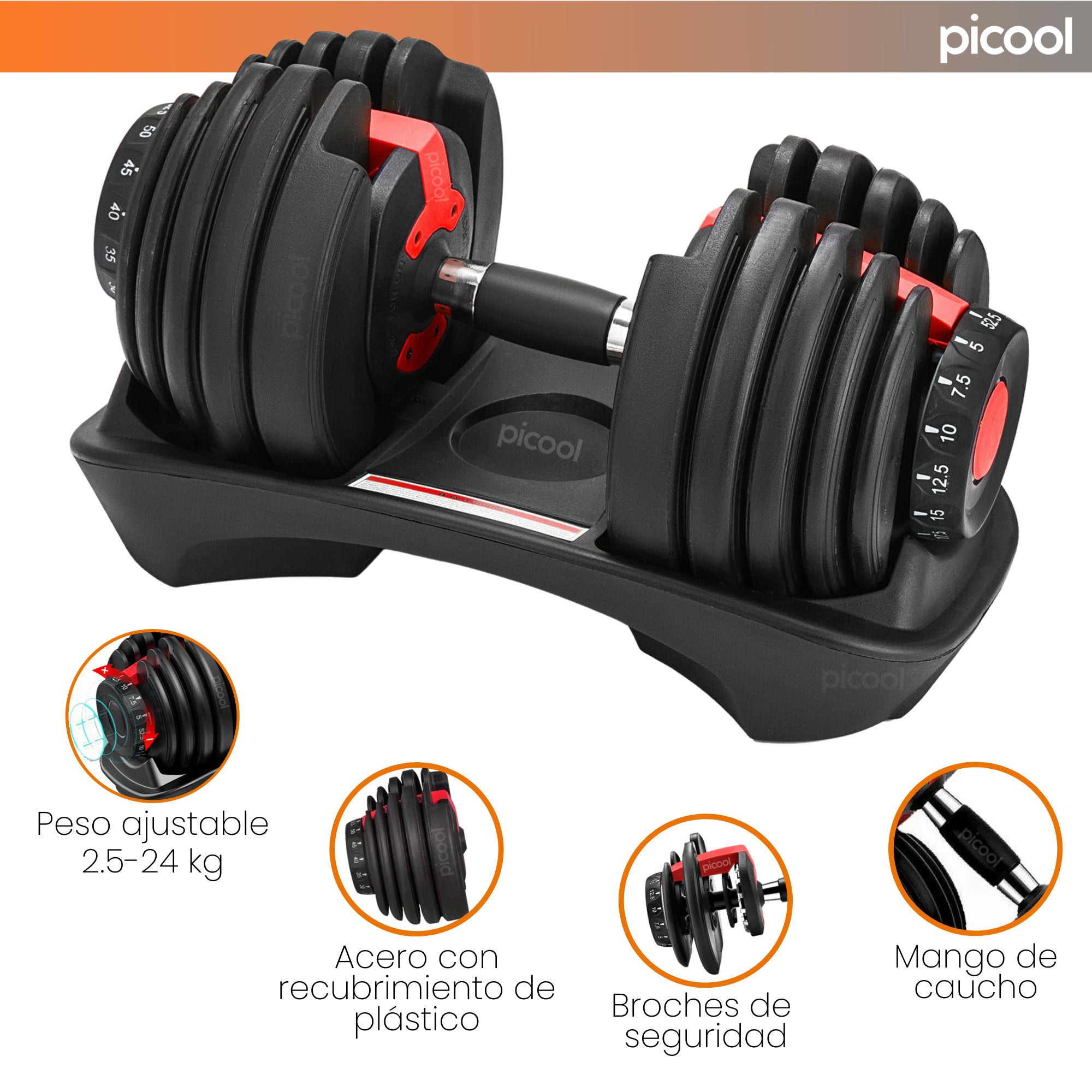 Mancuerna Ajustable Tipo Bowflex De 5 A 52.5 Lb 24 Kg 10 Pz
