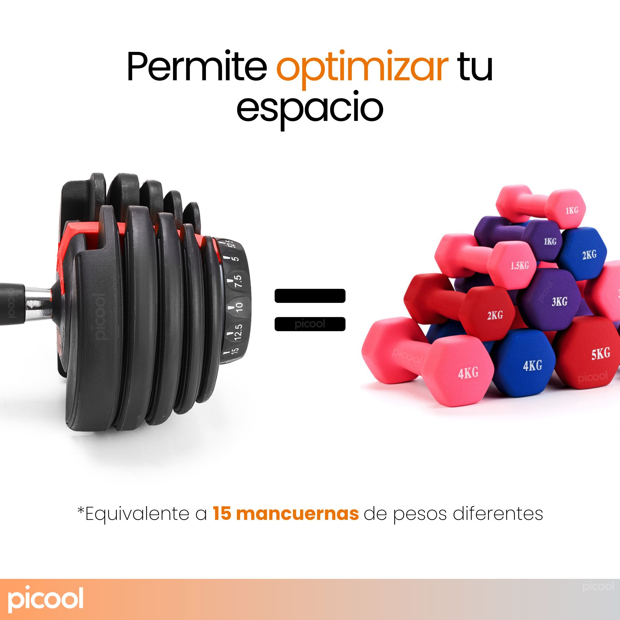 Mancuerna Ajustable Tipo Bowflex De 5 A 52.5 Lb 24 Kg 10 Pz