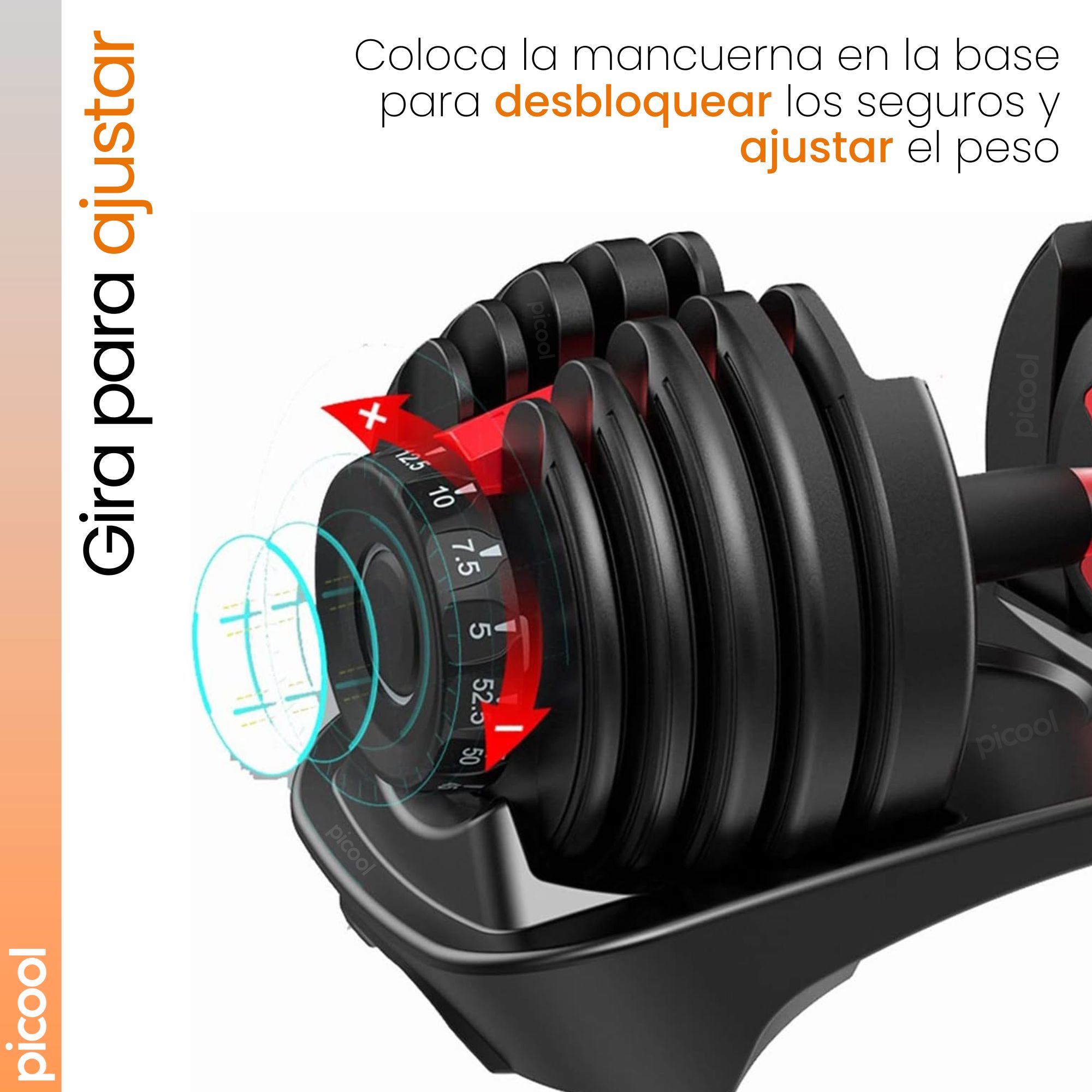 Mancuerna Ajustable Tipo Bowflex De 5 A 52.5 Lb 24 Kg 10 Pz