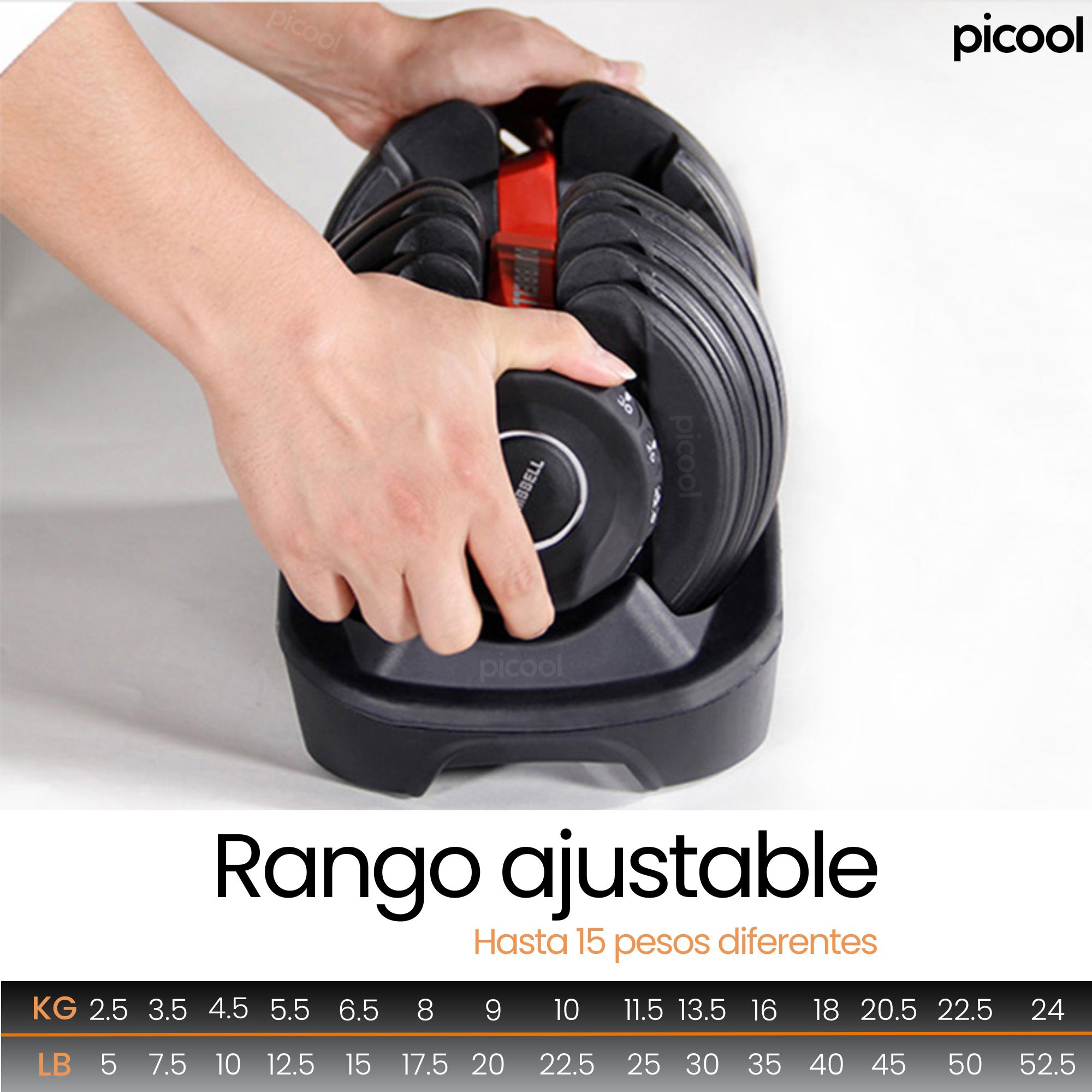 Mancuerna Ajustable Tipo Bowflex De 5 A 52.5 Lb 24 Kg 10 Pz