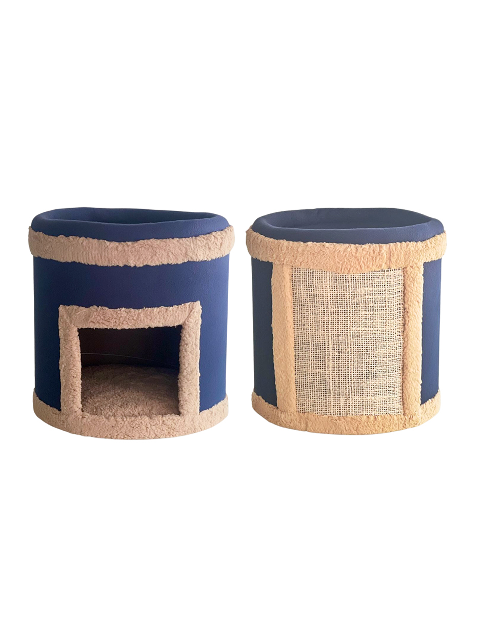 Cama Rascador Casa para Gatos Mexicano Incluye Catnip mini jumbo Azul