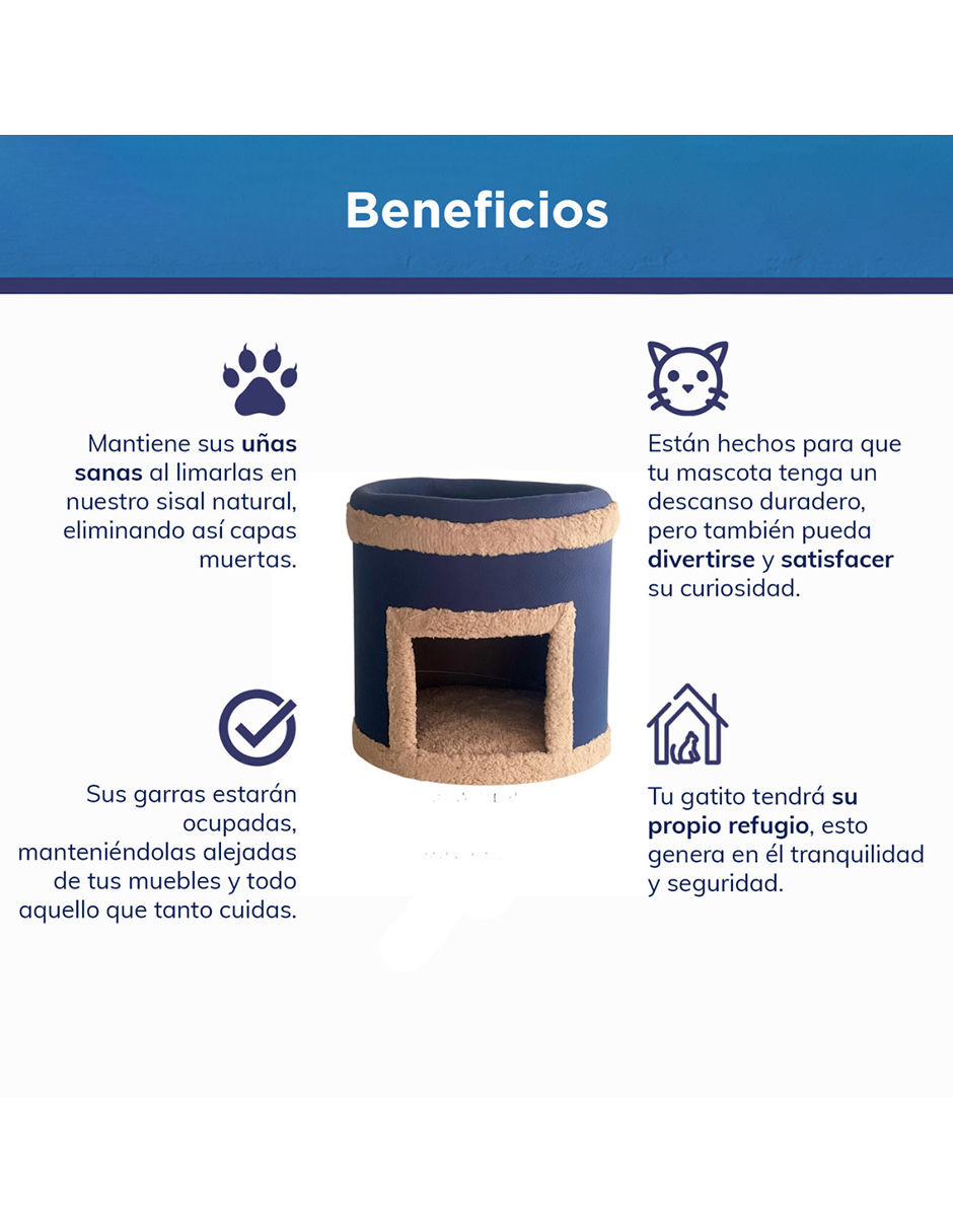 Cama Rascador Casa para Gatos Mexicano Incluye Catnip mini jumbo Azul