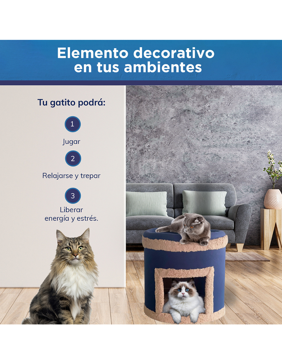 Cama Rascador Casa para Gatos Mexicano Incluye Catnip mini jumbo Azul